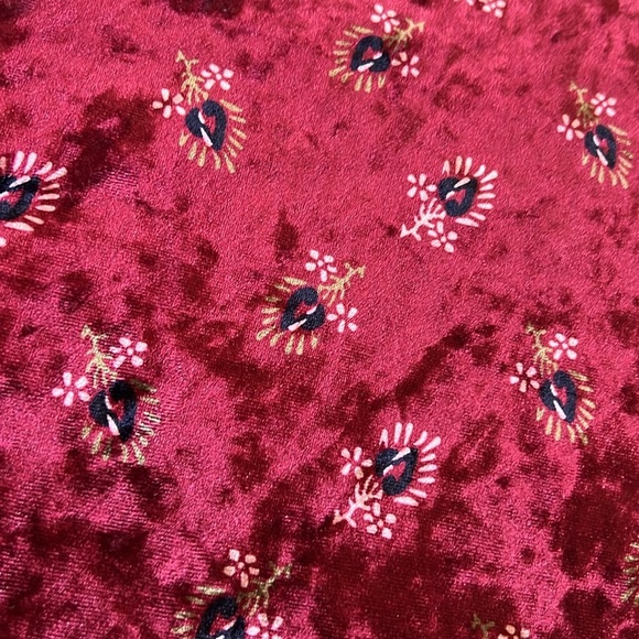 NATURAL LIFE Claire Velvet Boho Mini Dress Cranberry Fan Motif with Pockets| L - Picture 4 of 8